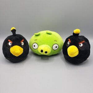Lot of 3 Angry Birds Plush 5" Green Pig Rovio 2022 Black Bombs Commonwealth 2010